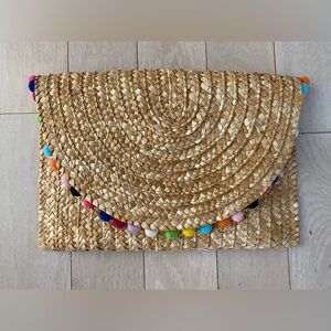Shiraleah Straw Pom Pom Clutch